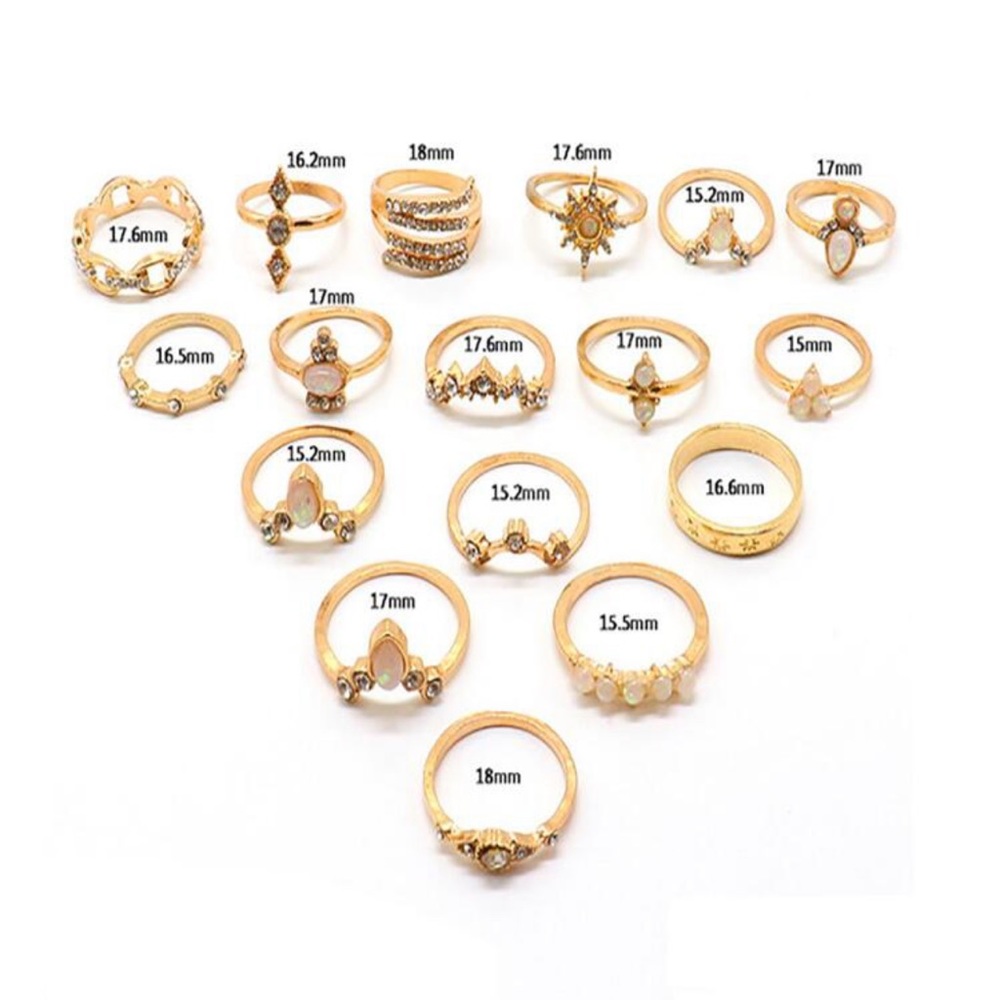 2/$10 NEW! Boho 17 Piece Bohemian Ring Set Midi Crystal Boho Cute Snake - Picture 3 of 3